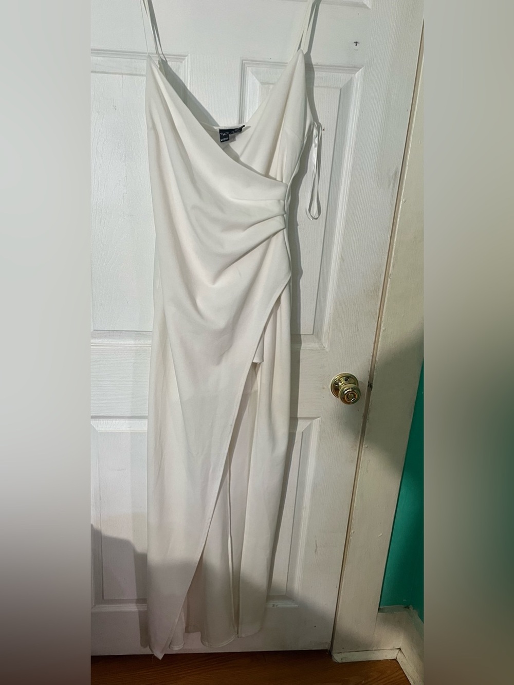 Windsor White Draped Wrap Maxi Slip Dress